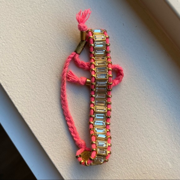 J. Crew Hot Pink Emerald Cut Glass Bracelet - Picture 3 of 5